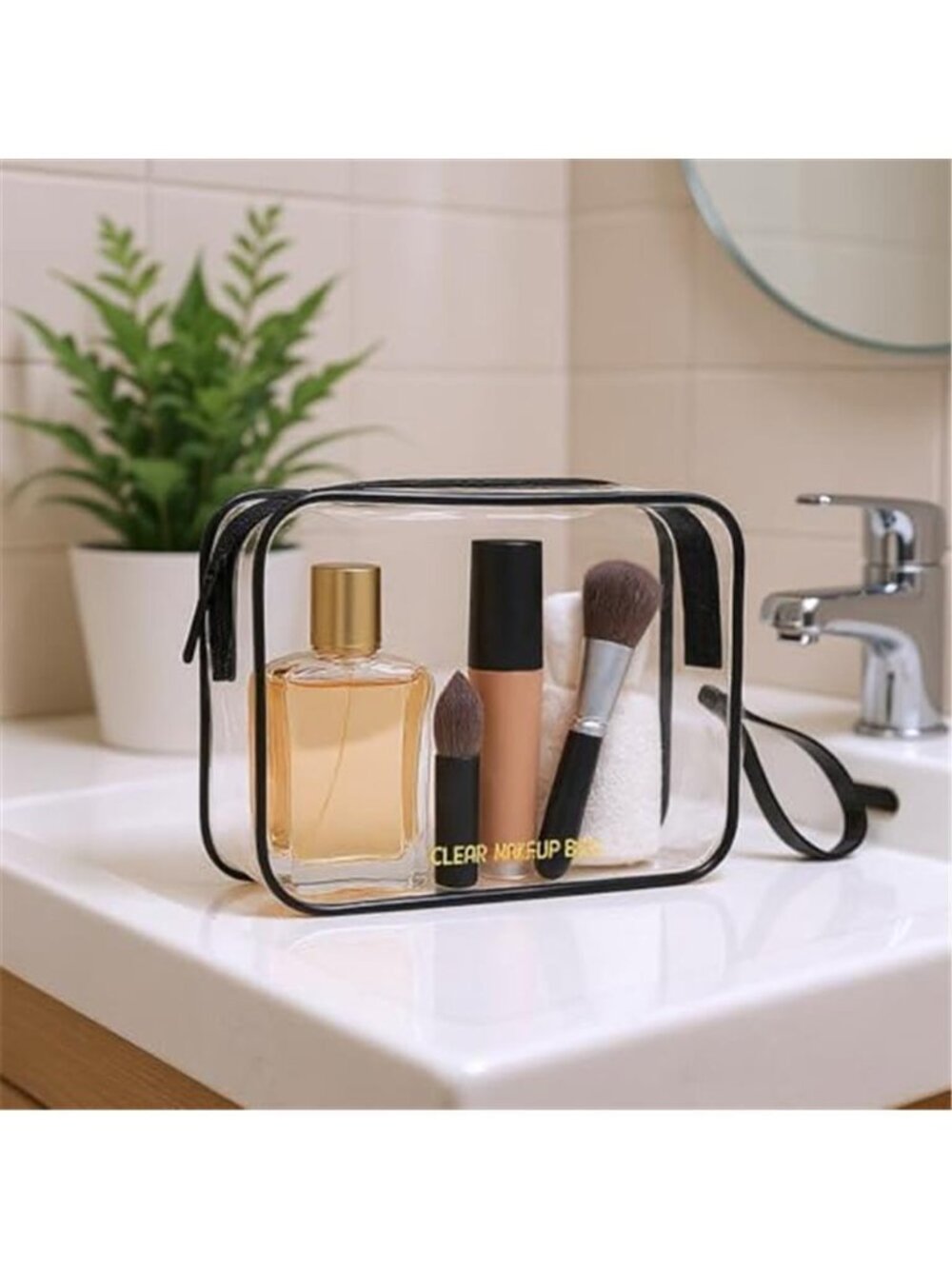 Clear Toiletry 2 Pack TSA Approved Travel Hanging Makeup Cosmetic Bag Men Women - Picture 2 of 7